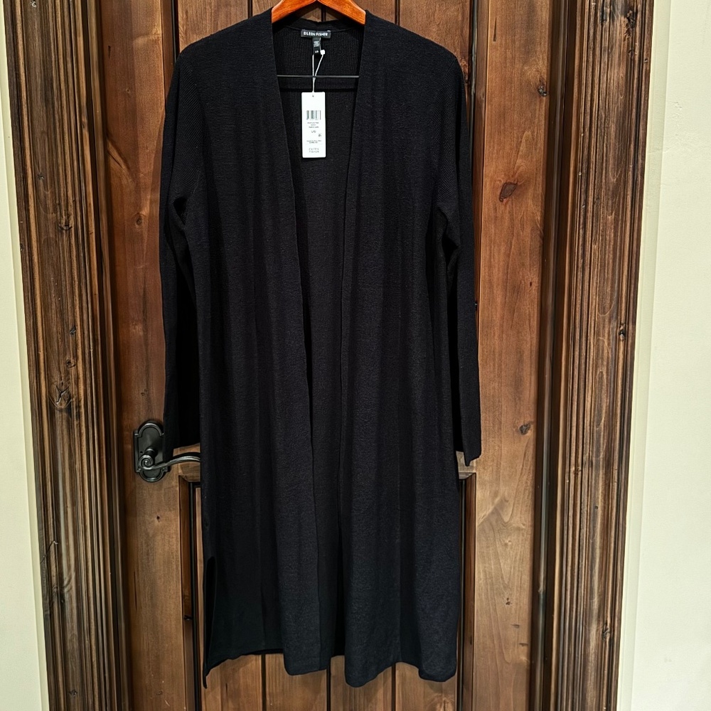 Eileen Fisher Long open Cardigan Sweater Size L